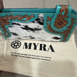 Myra Bag Turquoise and Brown Floral Wallet